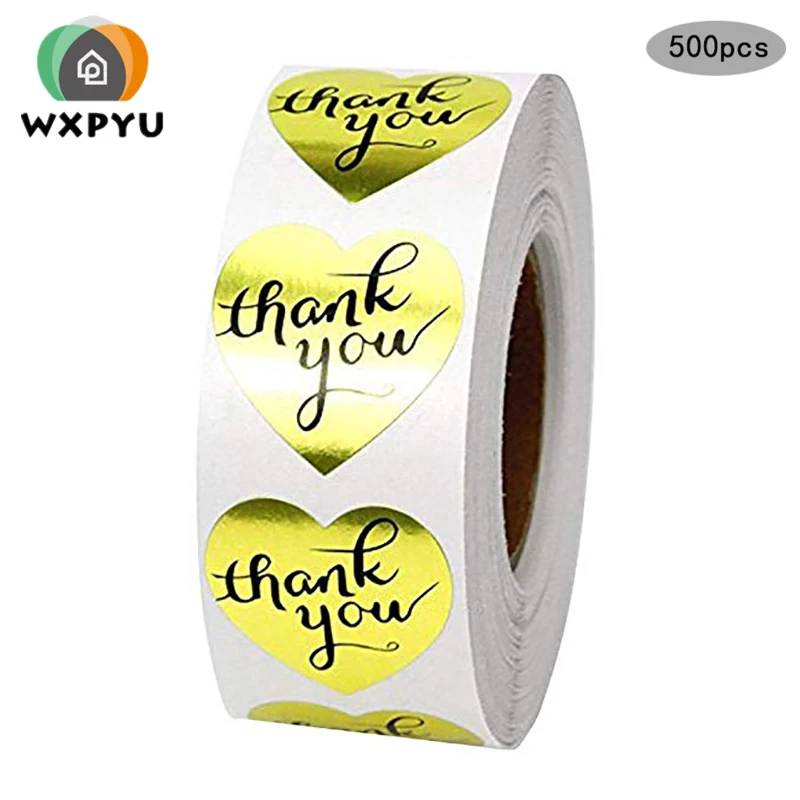 

Heart shape gold thank you Stickers seal labels Labels stickers scrapbooking for Package stationery sticker 1inch
