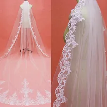 Высококачественная аккуратная кружевная 4 метра Длинная свадебная вуаль с расческой на заказ 400 см белая слоновая кость для новобрачных вуаль свадебные аксессуары