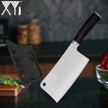 

XYj 7 inch Chopping Knife High Quality Stainless Steel Blade Chopping Cleaver Knife Color Wooden Handle Bone Fish Kitchen Tool