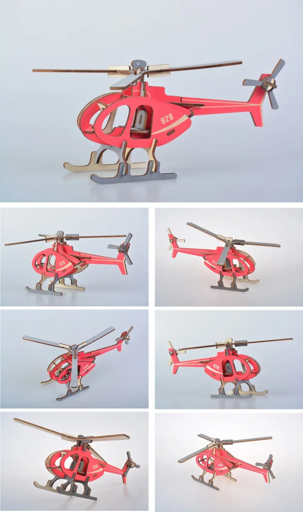 928 вертолет DIY 3D деревянные головоломки по дереву сборочный набор резка деревянные игрушки для Рождественский подарок 3217