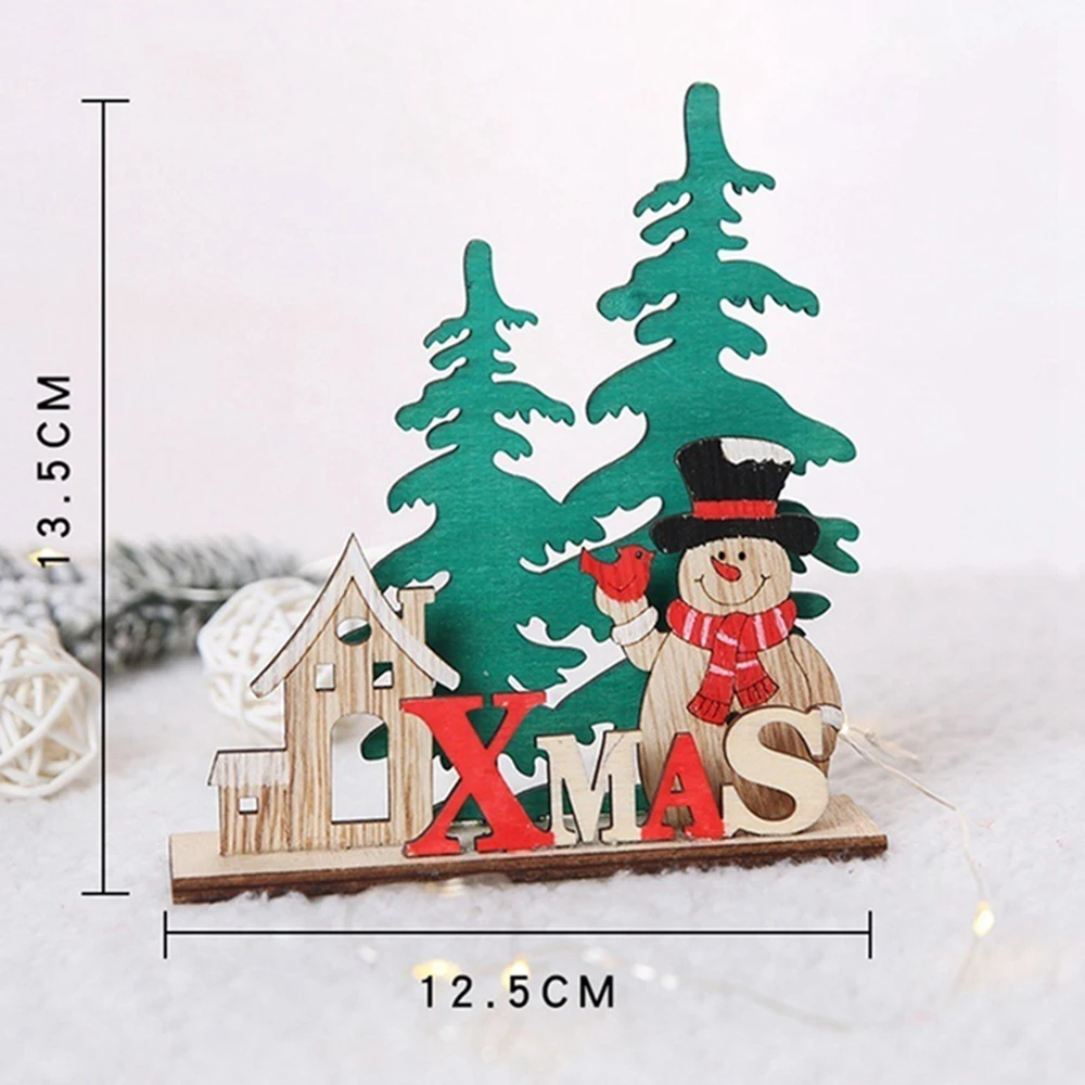SOLEDI Printing Sturdy Desktop Decoration Xmas Gift Old Man Colorful Christmas Decoration Party Goods Wooden Snowman Elk