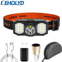 CEHOLYD Built in Battery XPE COB LED Headlamp Waterproof Flashlight Torch USB Rechargeable Camping Fishing Headlight