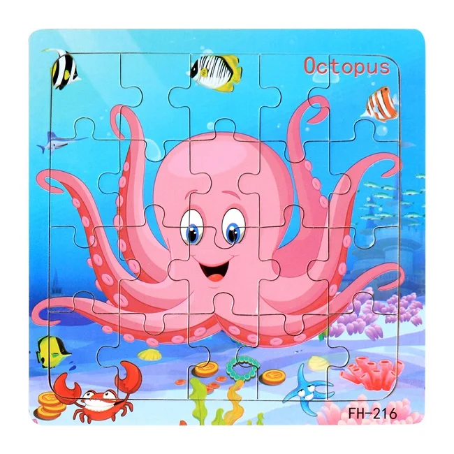 Hot Sale 20 Slice Wooden Puzzle Toy Children Baby Educational Learning Toys for Kids Cartoon Animals Vehicle Wood Jigsaw Puzzles 23