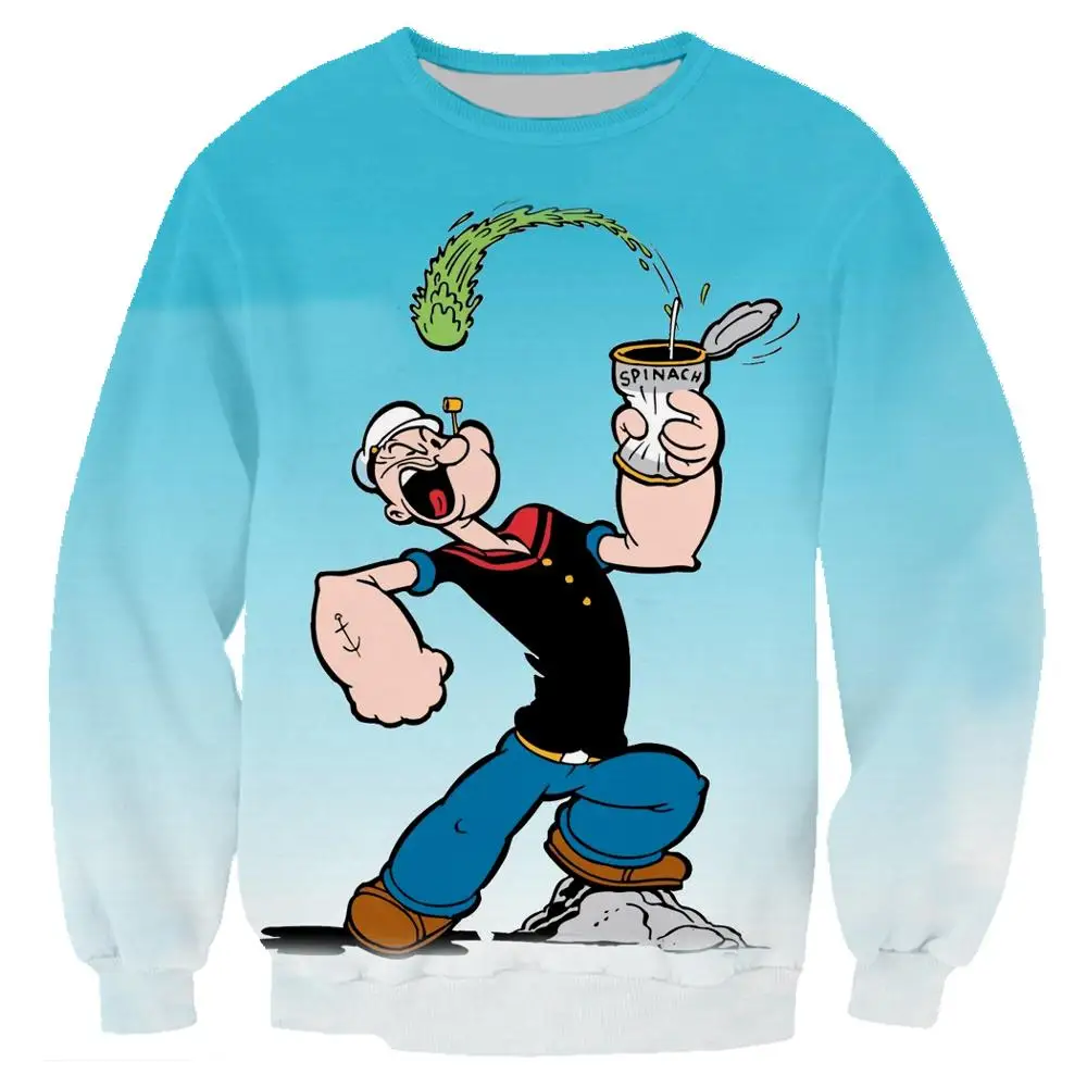 3D принт свитера с рисунками из мультфильмов аниме Popeye мужская куртка пуловера