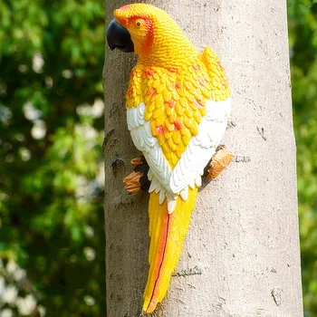 

Lifelike Figurine Half Side Simulation Parrot Model Artificial Ornament Sculpture Toy Resin Garden Decor
