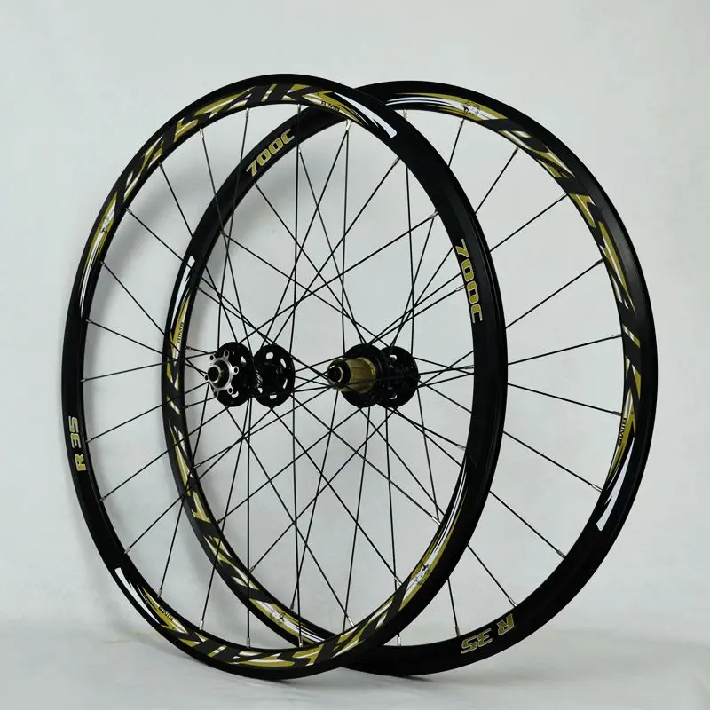 Pasak 700C колеса для шоссейных велосипедов Велокросс алюминиевые двухэтажные диски 30 мм глубина дискового тормоза 24 Отверстия QR 9 мм f100мм R135mm - Цвет: Black Hub Grey