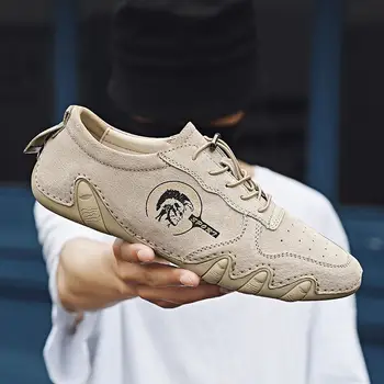 

DM203 Spring autumn Men sneakers Medium-cut boots Male Vintage Leather handmade shoes sneakers size 46 Retro Frosty boots