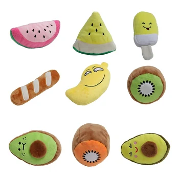 

1PC Cute Plush Squeaky Toys For Pet Dogs Puppy Training Toy Fruit Shaped Chew Toy Small Dogs Interactive Sound Toys New