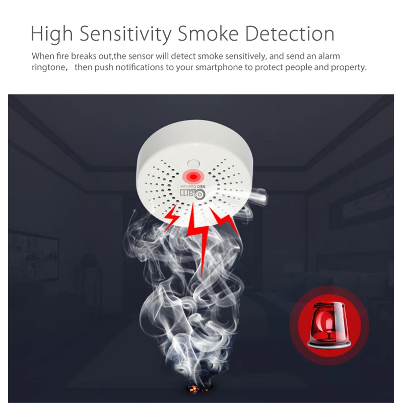 NEO Coolcam умный датчик дыма wifi беспроводной детектор дыма домашняя система охранной сигнализации 90db Высокая температура сигнализации