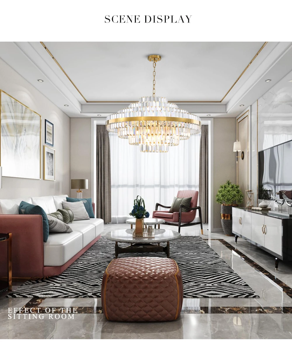 Multilayer Crytsal Chandelier lightings Luxury Round Led Ceiling Hanging Indoor Lamp for dining room living room lobby area