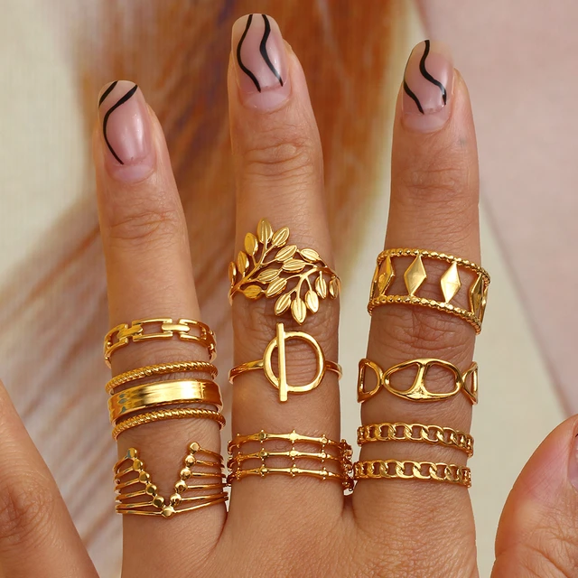 KISS WIFE Gold Knuckle Rings Set for Women Girls, India | Ubuy