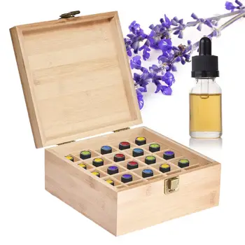 

25 Slots Essential Oil Bottle Display Wooden Storage Box Container Organizer 10ml Oil Bottle Case Beauty Store Storage Box