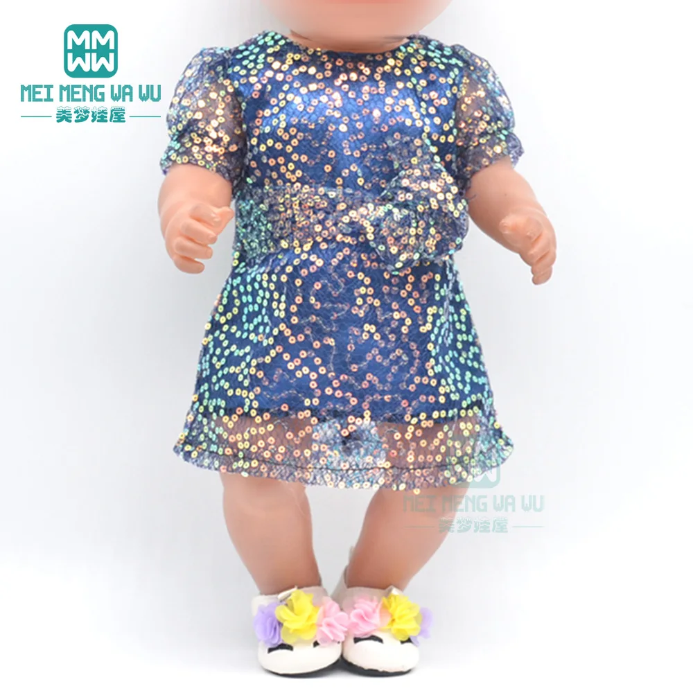 

Clothes for dolls fits 43cm new born doll and American doll Sequin skirt Christmas gifts for kids