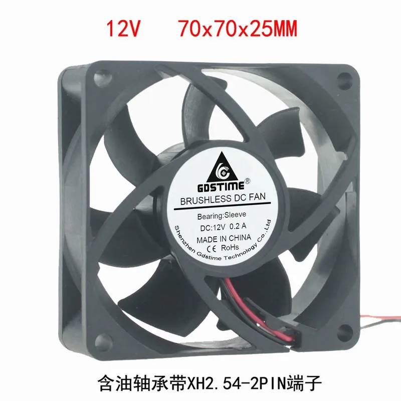 

DC 12V 24V 2pin 7025 7cm 70mm 70*25 втулка подшипник Бесщеточный Охлаждающий вентилятор