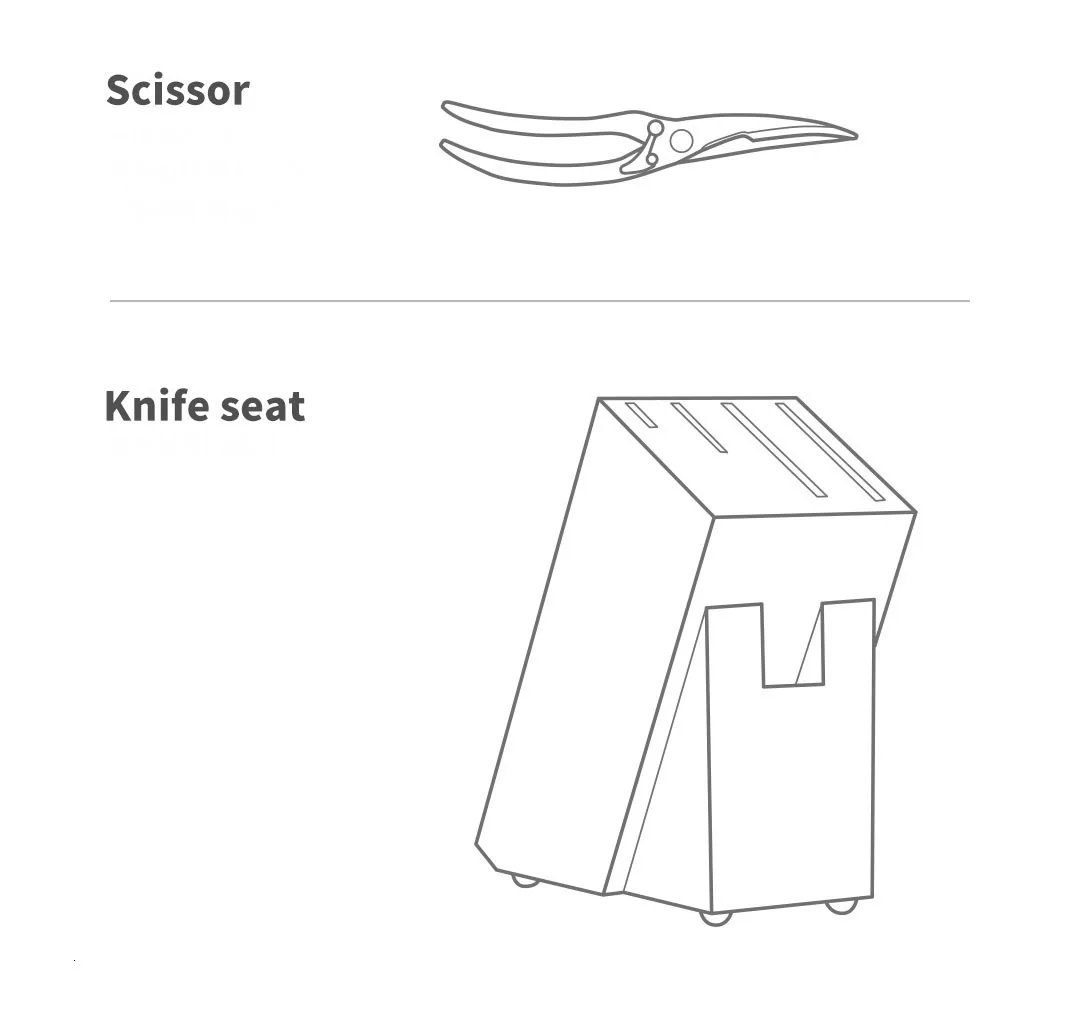 Xiaomi German DIN Molybdenum Vanadium Steel Knife Set 6 pieces Extreme Wear-resistant, Long-lasting Sharp Steel Knife Set With Knife Seat