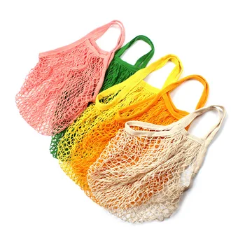 

Reusable Fruit Shopping String Grocery Shopper Cotton Tote Mesh Woven Net Shoulder Bag Mesh Net Shopping Bag Short Section