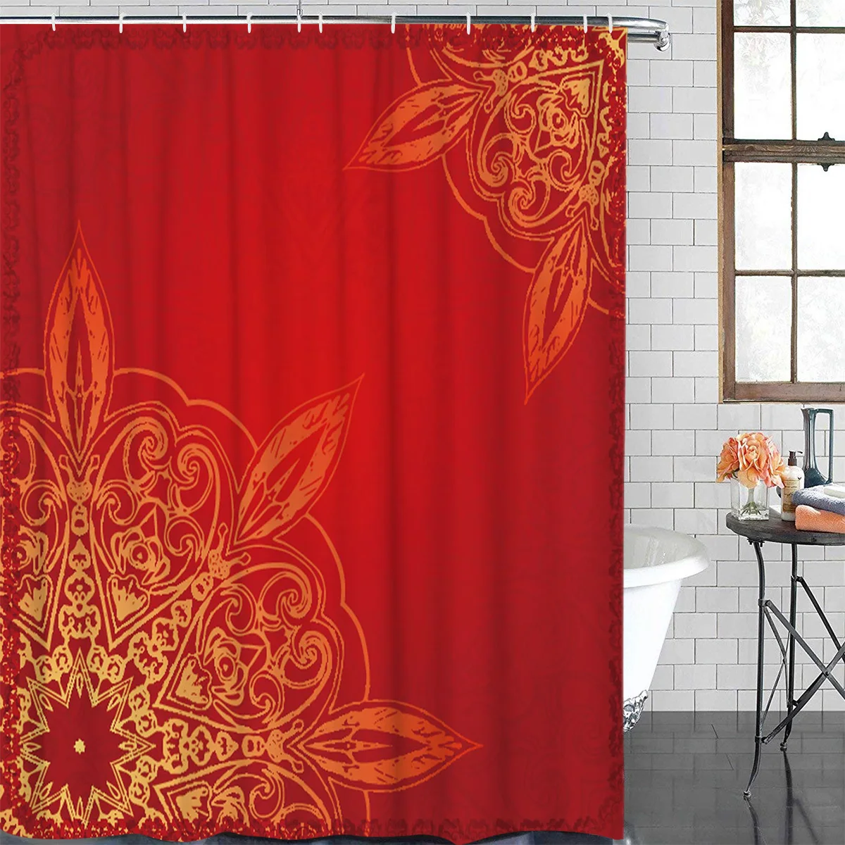 Красная Мандала Цветок винтажная Этническая художественная Водонепроницаемая