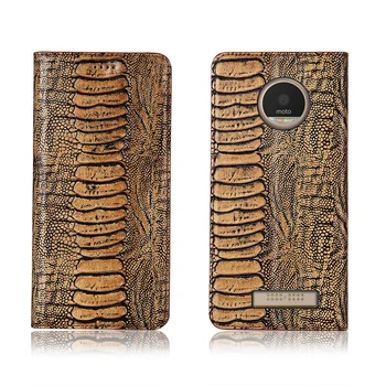 

Ostrich foot pattern genuine leahther phone bag for Motorola Moto Z Play case for Motorola Moto Z2 Play flip cover funda case