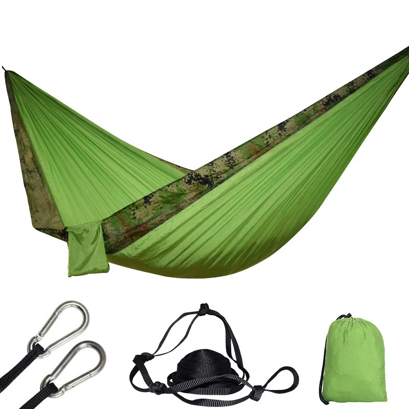 Портативный Легкий нейлоновый гамак из парашютной ткани с ремнями для альпинизма кемпинга путешествия пляж Сад Открытый Кемпинг снаряжение - Цвет: green camou
