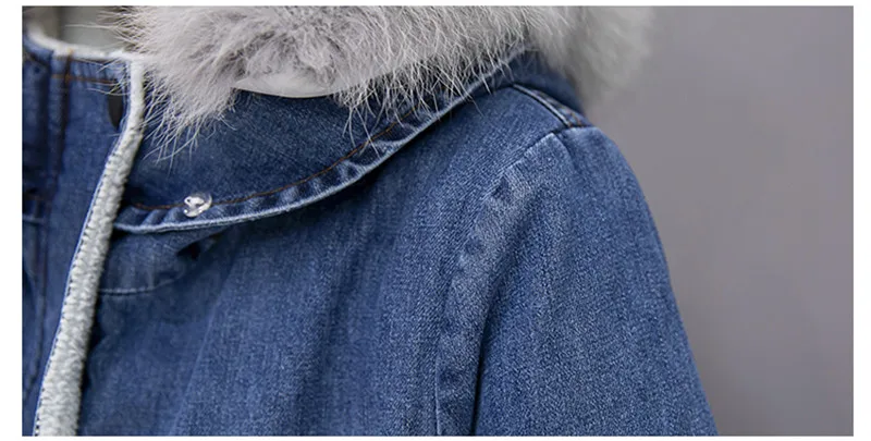 Зимняя женская джинсовая куртка новая Корейская свободная Длинная Верхняя одежда с капюшоном утолщенная теплая ВИНТАЖНАЯ ДЖИНСОВАЯ