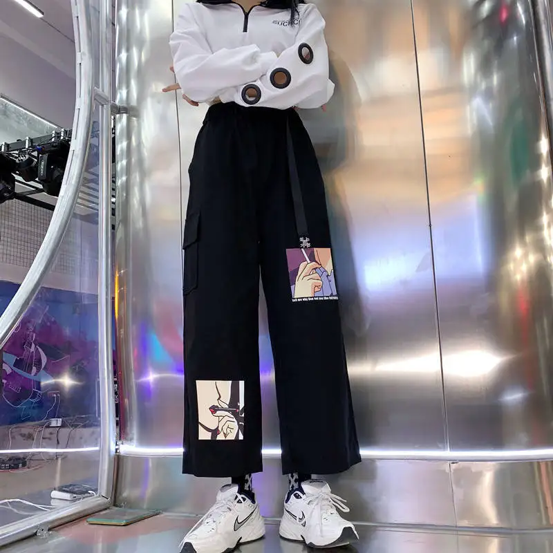NiceMix S-XXL, Повседневная летняя одежда ulzzang, Корейская женская одежда, Harajuku, свободные футболки с буквенным принтом+ свободные штаны с принтом аниме