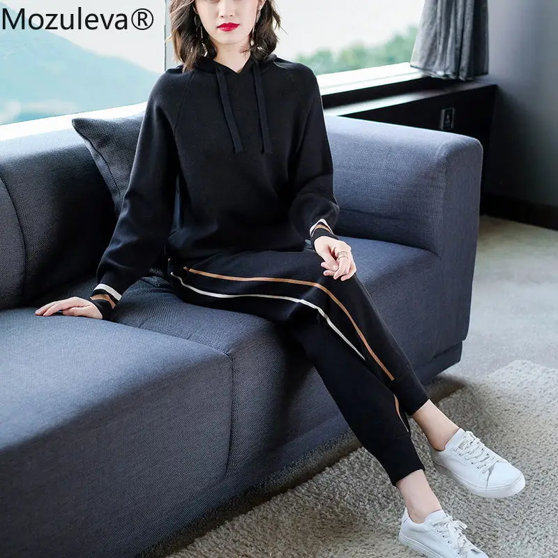 Mozuleva осенний женский модный повседневный костюм, спортивная одежда для путешествий и бега, куртка с длинными рукавами и брюки, комплект из двух предметов, женские комплекты