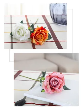 

10 decoradores de flores falsas ramos de flores rosas artificiales flores de seda ramo de novia boda DIY fiesta decoración del h
