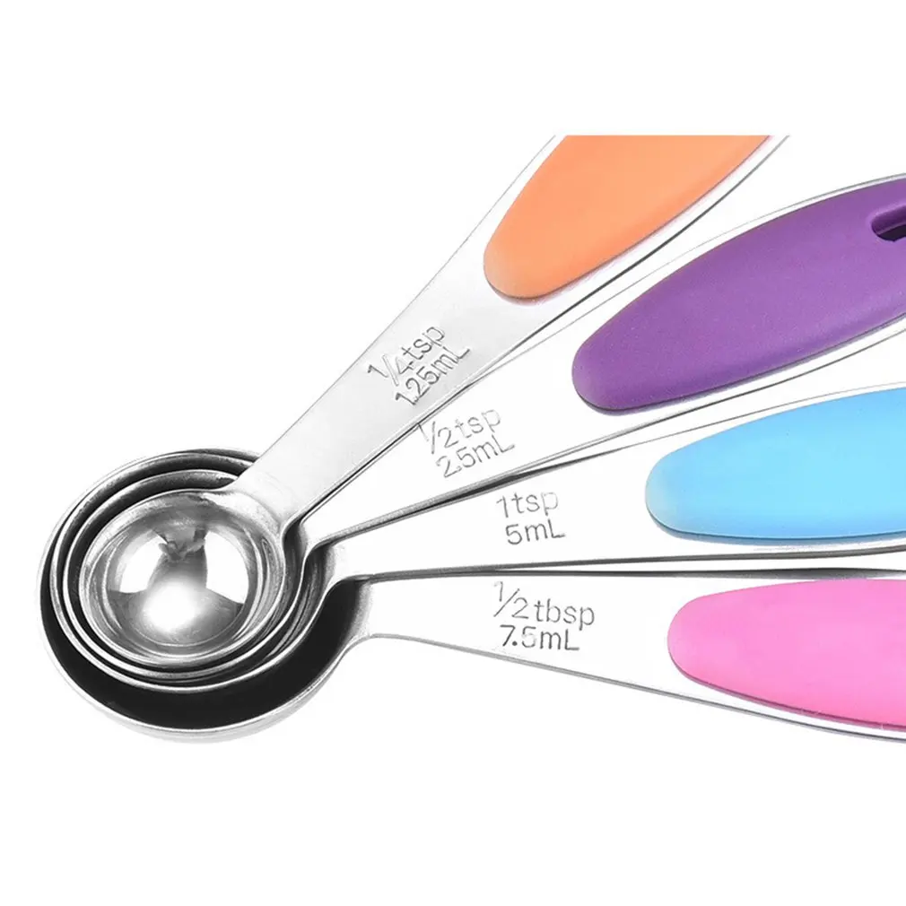 10pcs High Quality Stainless Steel Measuring Cup Measuring Spoon with Silicone Handle Baking Tool Measuring Cup Set