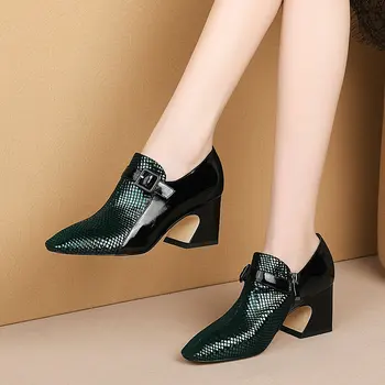 

Women Spring Summer Genuine genuine Leather Pumps 2020 New Plus Size Casual High Heeled Prom Shoes Woman