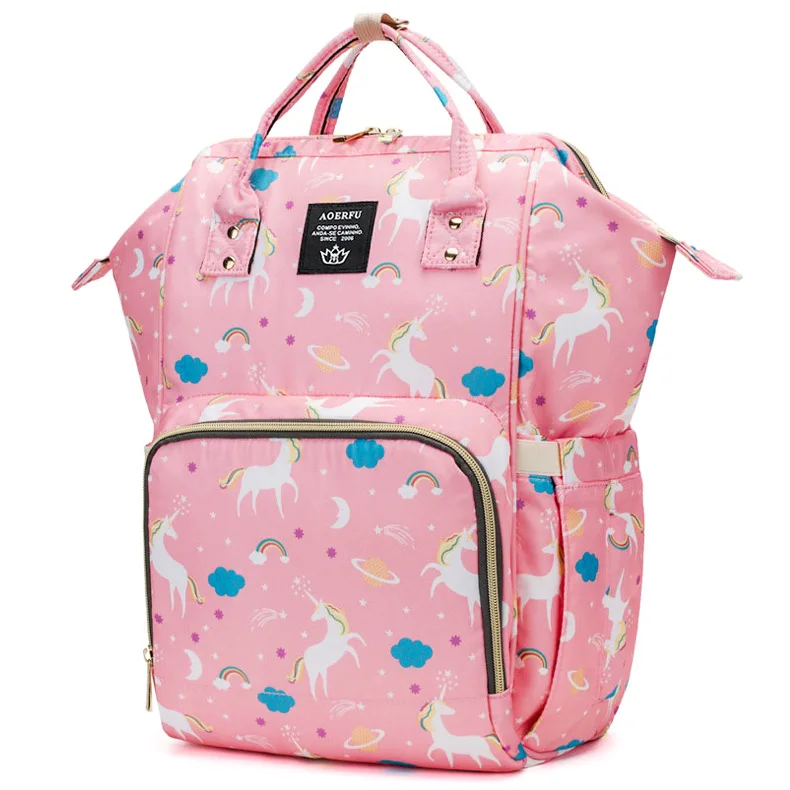 

Unicorn Printed Mommy Backpack Large Capacity Anti Spillage Multi-functional Nursing Travel MOTHER'S Bag