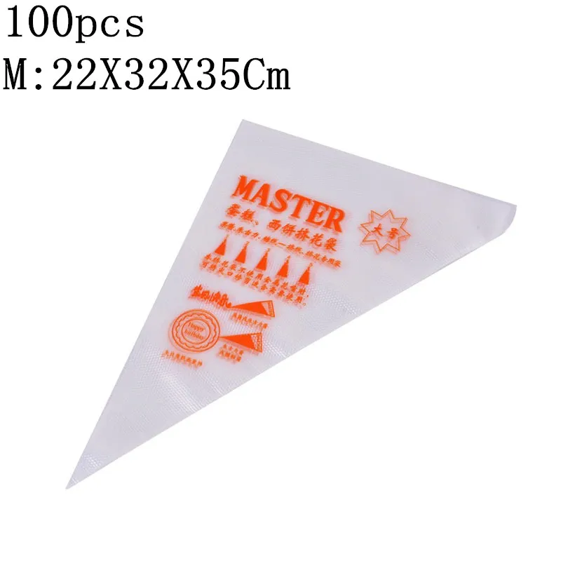 100pcs M 100/200/300 шт одноразовый мешок для теста глазировки с изображением торта Декор кекса сумки Fondant(сахарная) торты насадка для крема торт выпечки инструменты - Цвет: 100pcs M