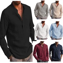 Chemise de luxe pour homme, tenue décontractée, blanche, sans col, vêtement de rue, livraison gratuite, collection printemps et automne S 5xl