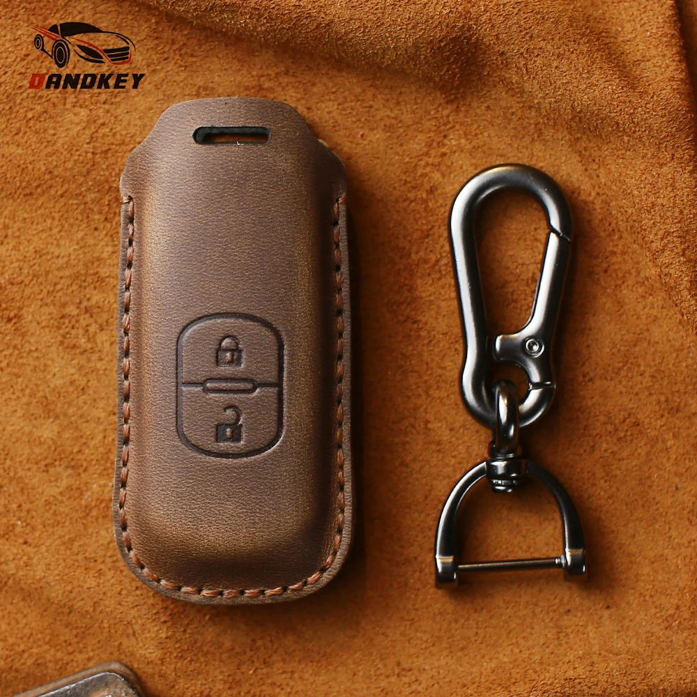 Dandkey Leather Car Remote Key Case Fob For Mazda 2 3 6 Atenza Axela CX-5 CX5 CX 5 CX-7 CX-9 2015 2016 2017 2018 Smart 2/3 BT