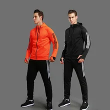 Спортивный комплект, спортивная одежда для фитнеса, футбольный костюм с капюшоном, спортивный костюм с длинным рукавом, баскетбольный, для бега, для спортзала, тренировочные комплекты, мужская куртка+ штаны