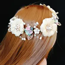 Роскошные свадебные стразы, тиара, свадебное кольцо, несущая расческа, гирлянда, украшение для волос, аксессуары, корейское шампанское, 3D Цветочная повязка на голову
