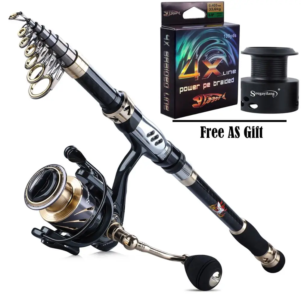 

Sougayilang Fishing Rod Reel Combo Telescopic Pole Spinning Reel With Fishing Line Fishing Sets For Travel Fishing Pesca