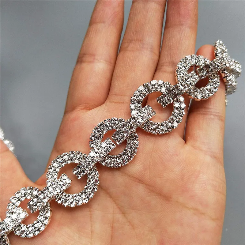 30 см/Лот, интерлок, хрустальные стразы, цепочка с кисточками, цепочка для чашки, серебряное шитье, сделай сам, воротник, головные уборы, аксессуары, украшение платья