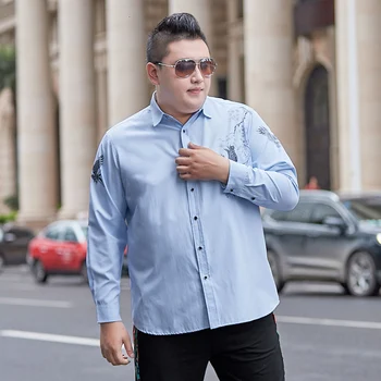 

2019 new winter men large size big shirts long sleeve 8XL 10XL autumn dress shirts wedding 9XL 12XL formal Stage shirt 150KG