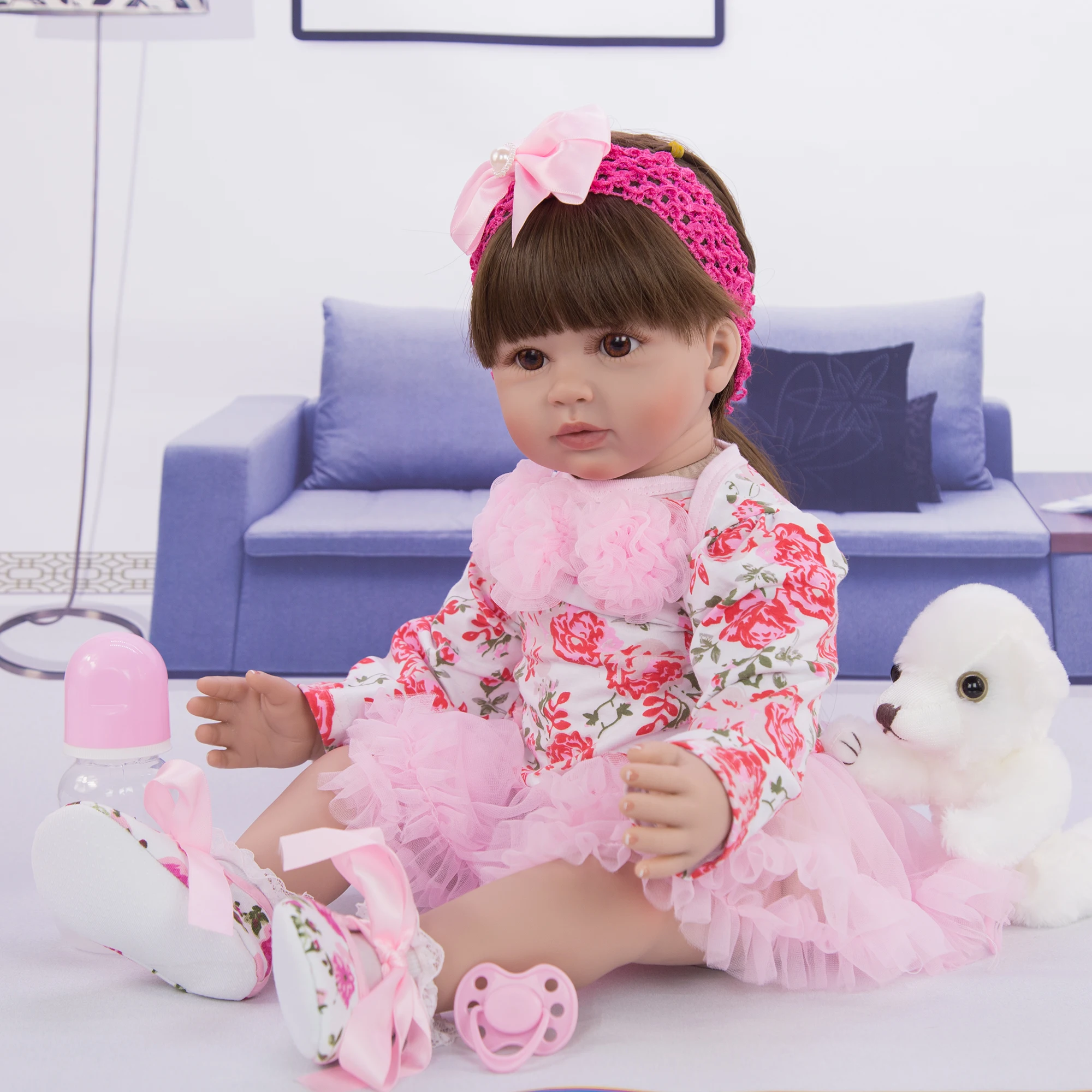KEIUMI 24 дюйма Bonecas Infantil Meninas Кукла Реалистичная 60 см Reboen девушка с длинными волосами игрушка для детей день рождения сюрприз
