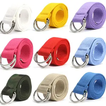 

Fashion Unisex Canvas Belt Fabric Webbing Waist Casual D Ring Plain Canvas Belt Waistband