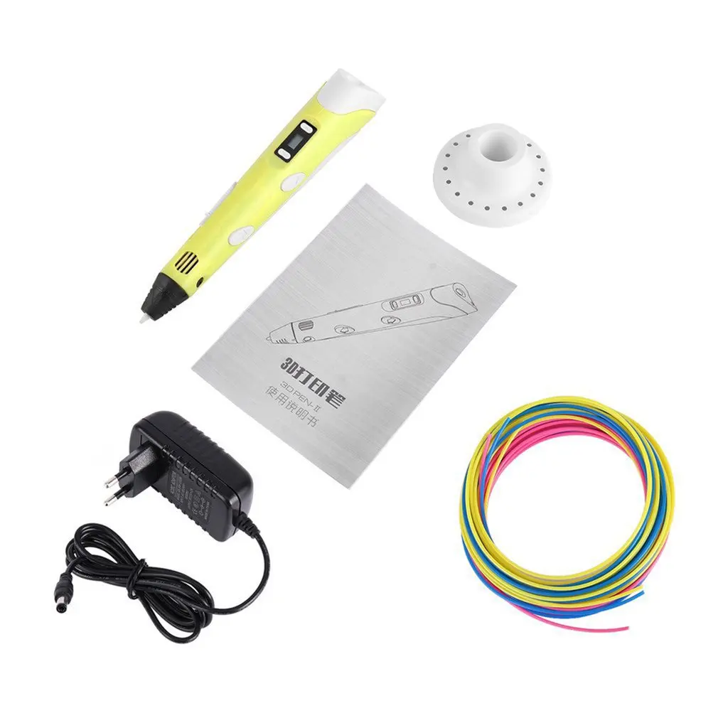 3D печатная ручка 12V 3D карандашом 3D чертежная ручка Stift из пла-пластика для малыша детское образование хобби рисунок игрушки подарки на день рождения - Цвет: yellow English EU