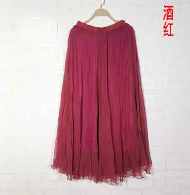 wine red Новые пляжные шифоновые длинные юбки женские юбки с высокой талией макси женские летние юбки-пачки вечерние юбки jupe femme layers saias белые - Цвет: wine red