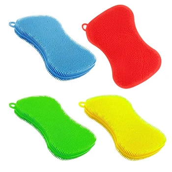 

Decontamination Cleaning Brush, Multi-Functional Soft Silicone Dishwashing Brush, Thick Kitchen Dishcloth,4 Pack