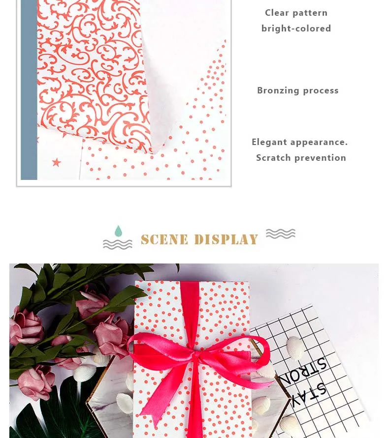 Рождественская Подарочная коробка, оберточная бумага 50 × 70 см, красная оберточная бумага в горошек со звездами для свадьбы, подарок на день рождения, украшение, высокое качество, 1 шт
