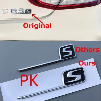 

S Badge for Mercedes Benz AMG SAMG E63S C63S GLC63S GLE63S Emblem Car Styling Trunk Refitting Sticker GlossyBlack Chrome New Old