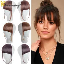 Очаровательные женские черные коричневые светлые поддельные бахрома Клип В челке наращивание волос с высокой температурой синтетического волокна аксессуары
