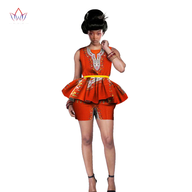 Африканская женская одежда топ и шорты рукава o-образным вырезом Дашики Плюс Размер Женская одежда горячая Распродажа WY542 - Цвет: 15