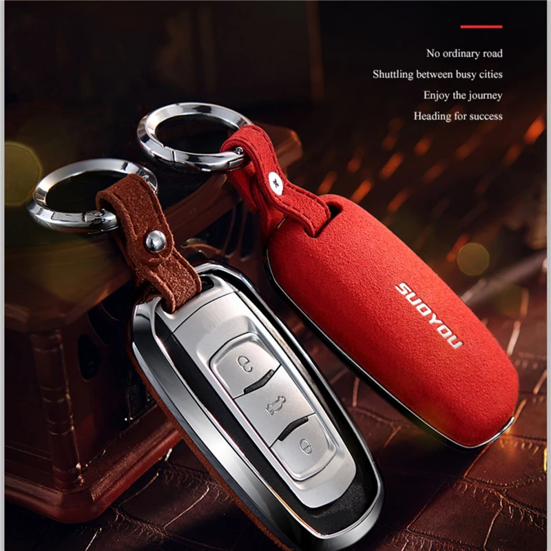 

Suede Leather Flip Fur Car Key Case Keyring For Geely Atlas Boyue NL3 Emgrand X7 EmgrarandX7 EX7 SUV GT GC9 Borui Car Protection
