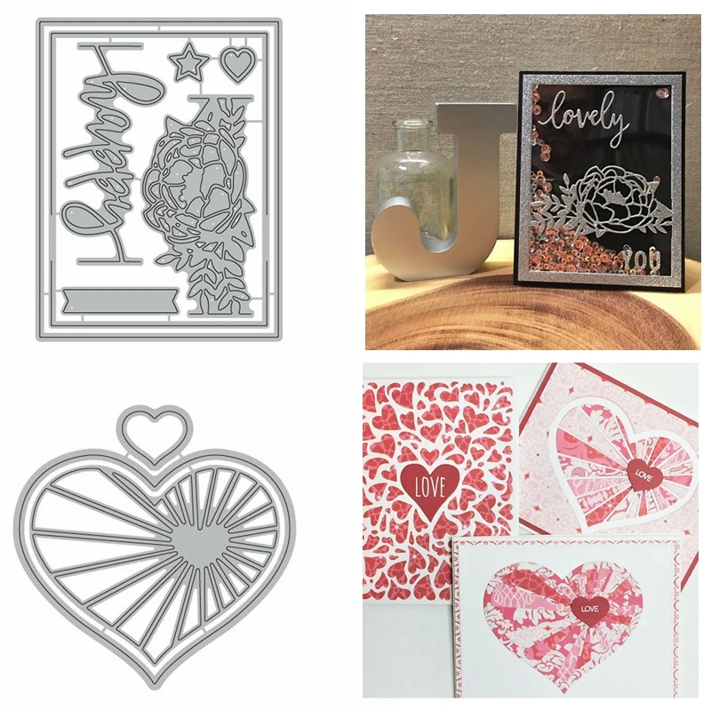 

Metal Cutting Dies Diy Handcraft Decorate Cards Scrapbook Embossing Paper Lovely Letter Words Flower Heart Star Square Hollowed