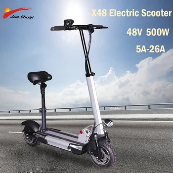 

48V 500w electric scooter 5A-26A lithium battery adult with seat folding brushless gear motor electric scooter 10 inch ebike